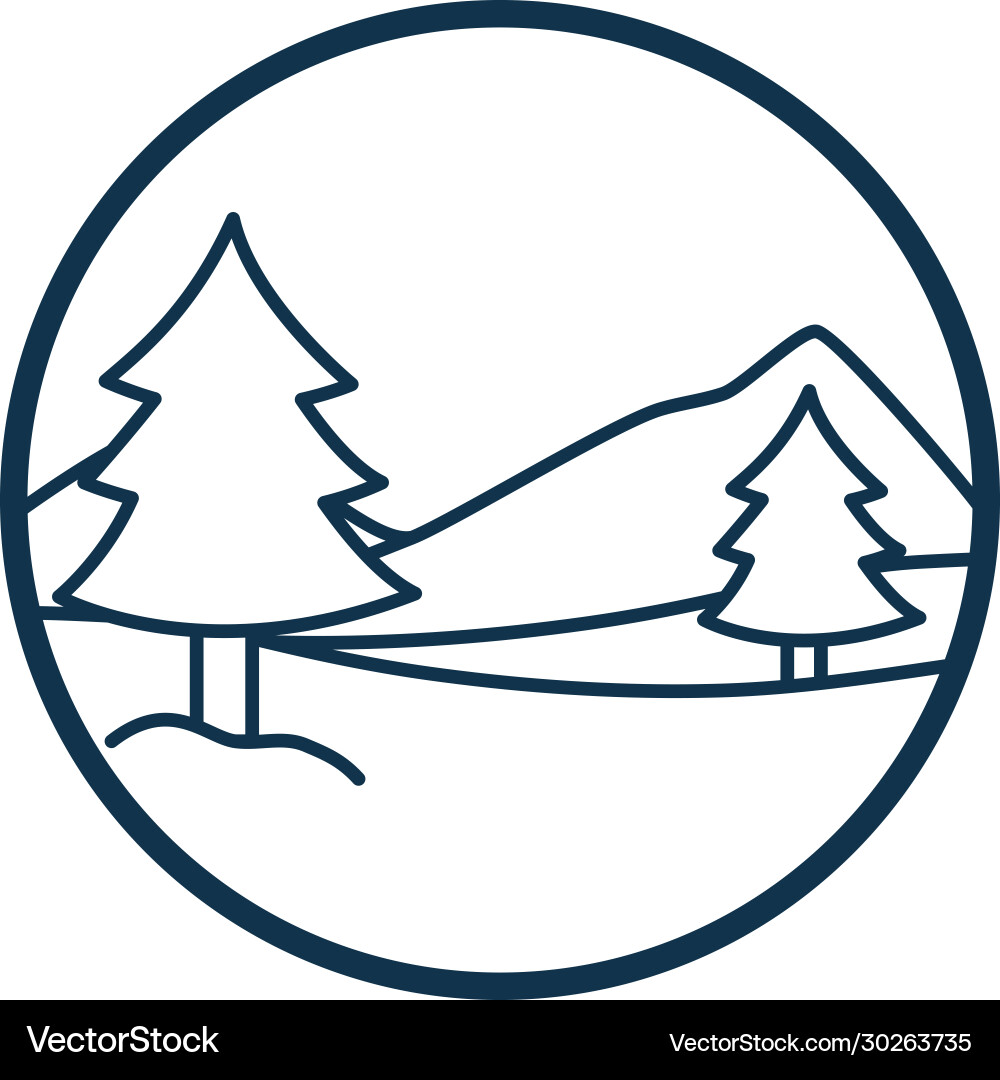 Pine trees and snow line style icon design Vector Image