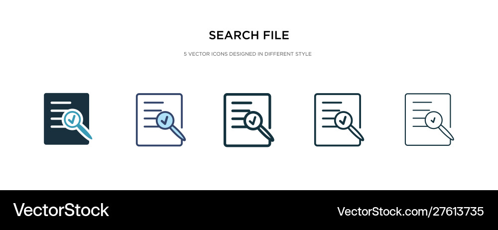 Search file icon in different style two colored vector image