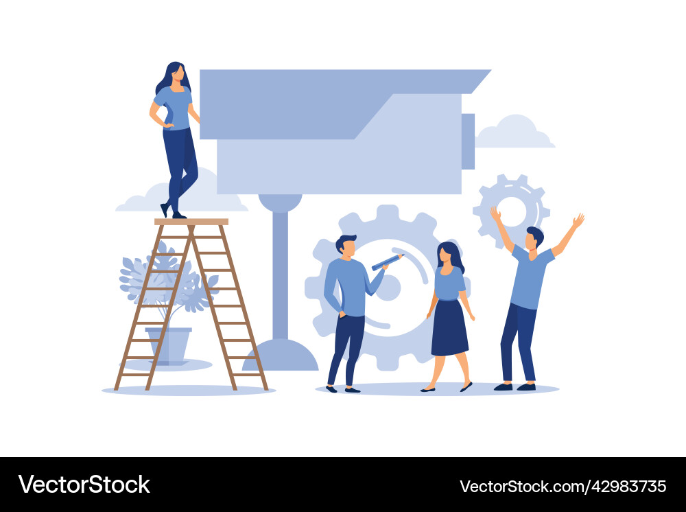 Security camera people scanning protected objects Security camera people scanning protected objects Vector Image