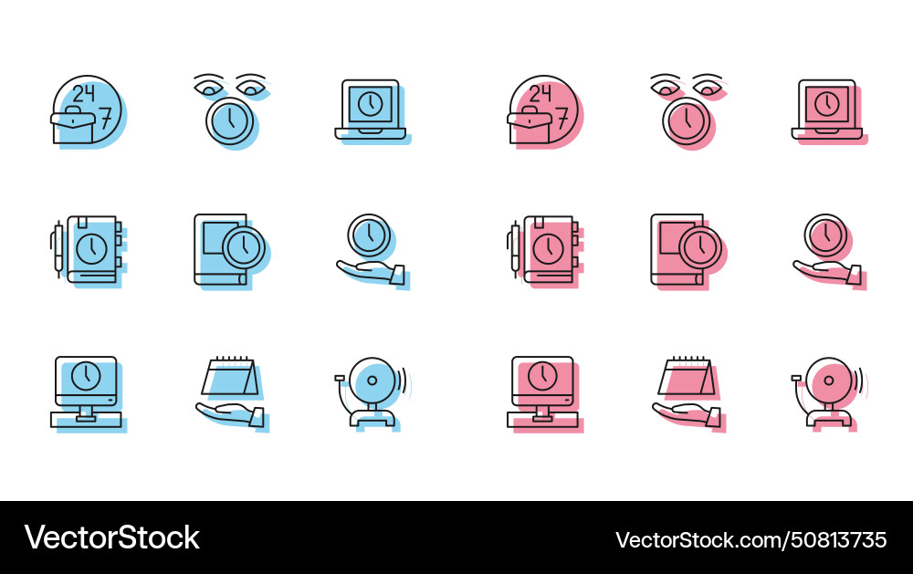 Set line monitor time calendar always busy vector image