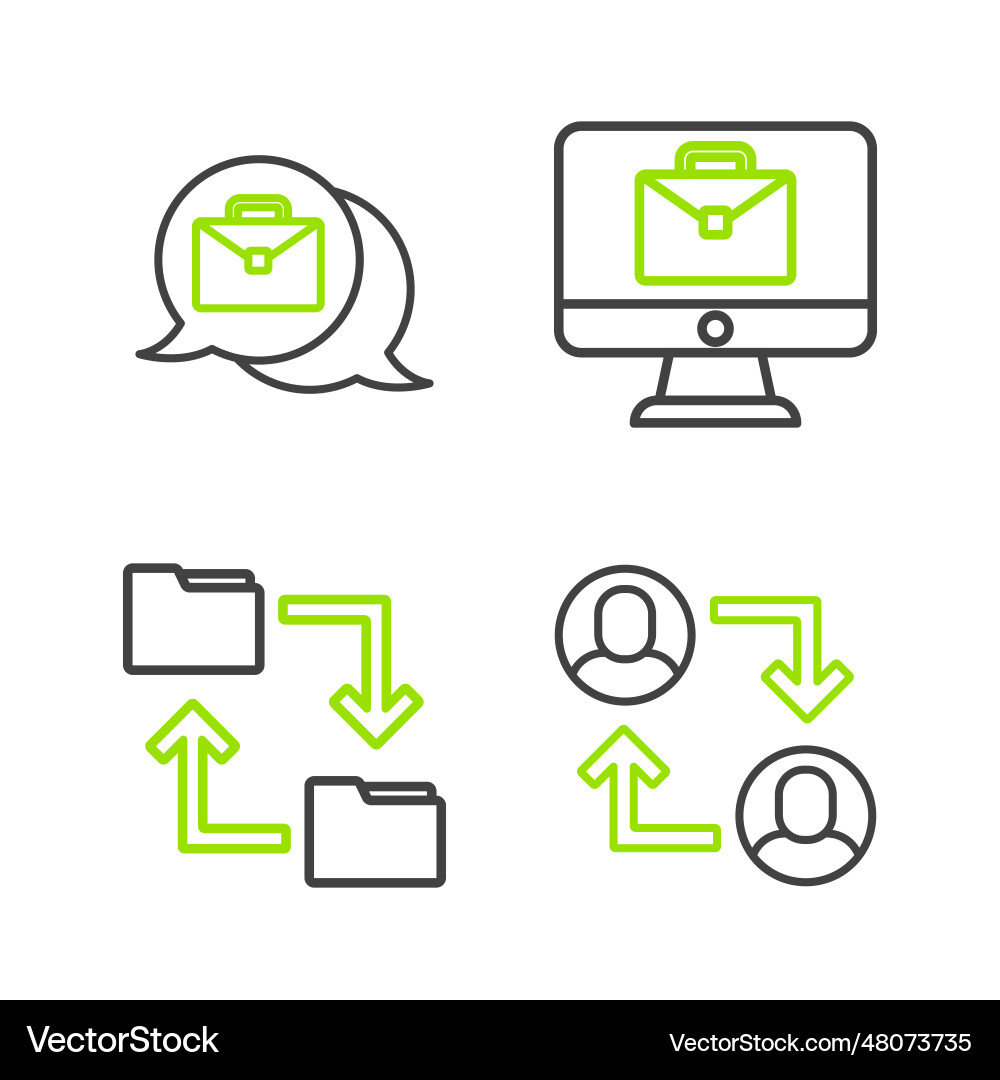 Set line project team base cloud storage document Vector Image