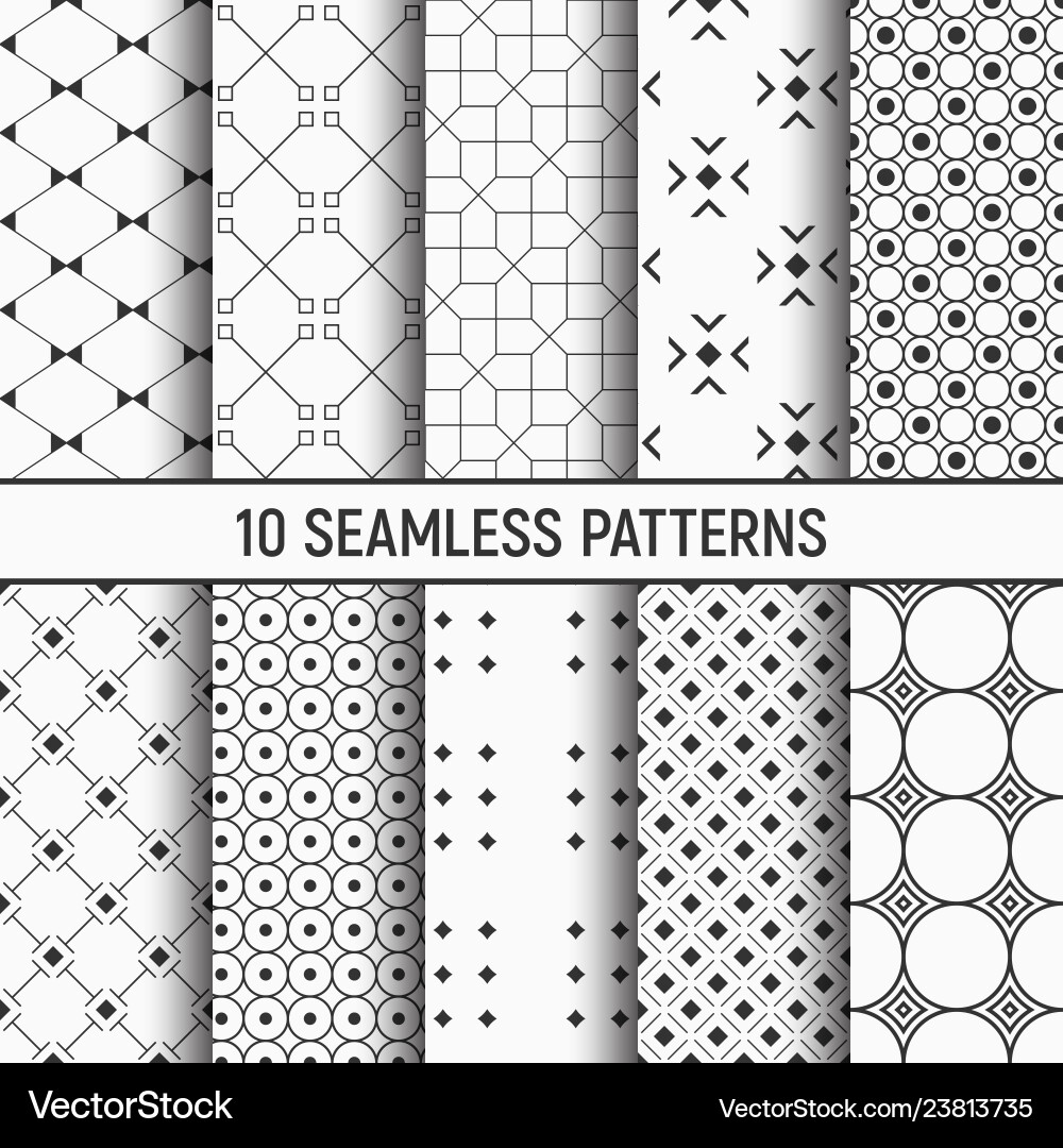 Set of ten seamless patterns Vector Image