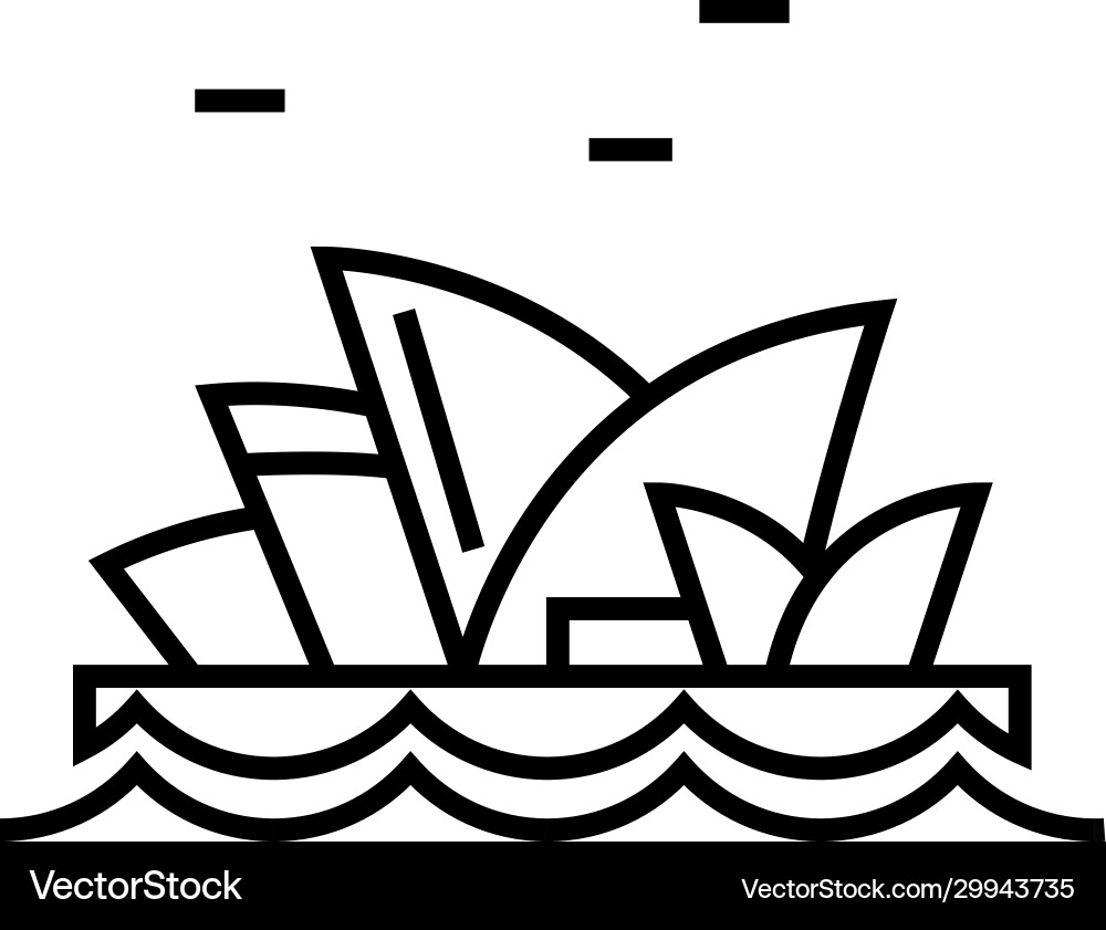 Sydney opers line icon concept sign ski Sydney opers line icon concept sign ski vektorbild