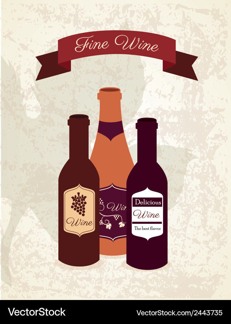 Wine design over pattern background vector image