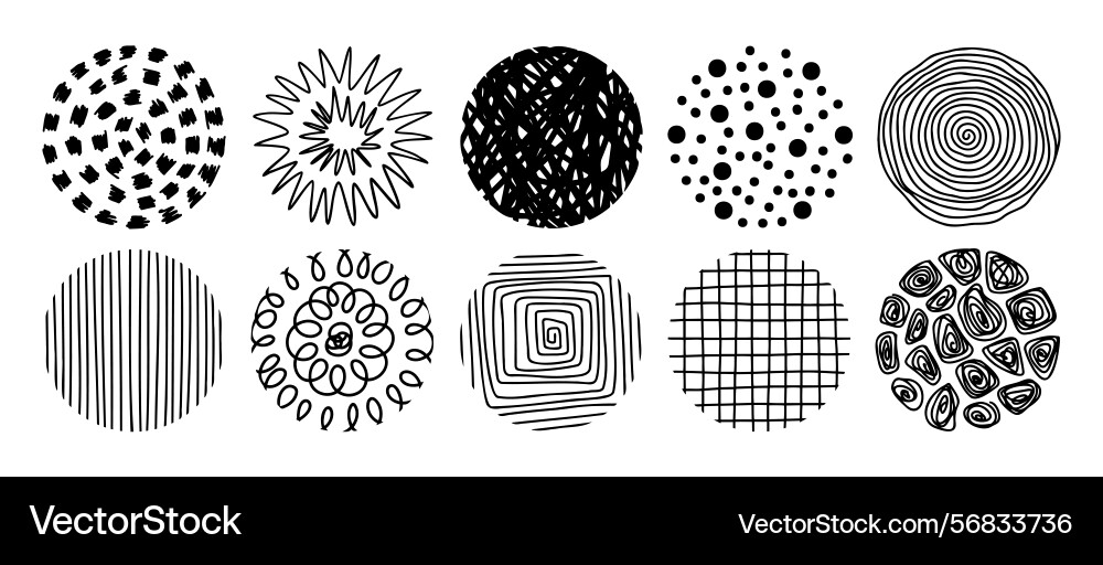 Abstract circles for social media with pattern set vector image