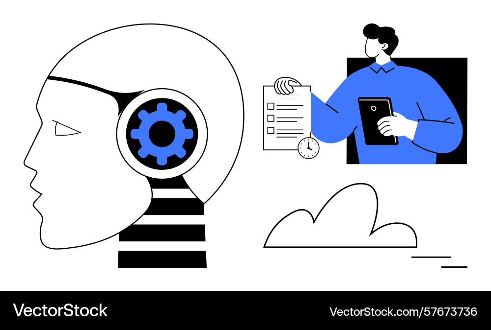 Artificial intelligence and task management Artificial intelligence and task management vector image