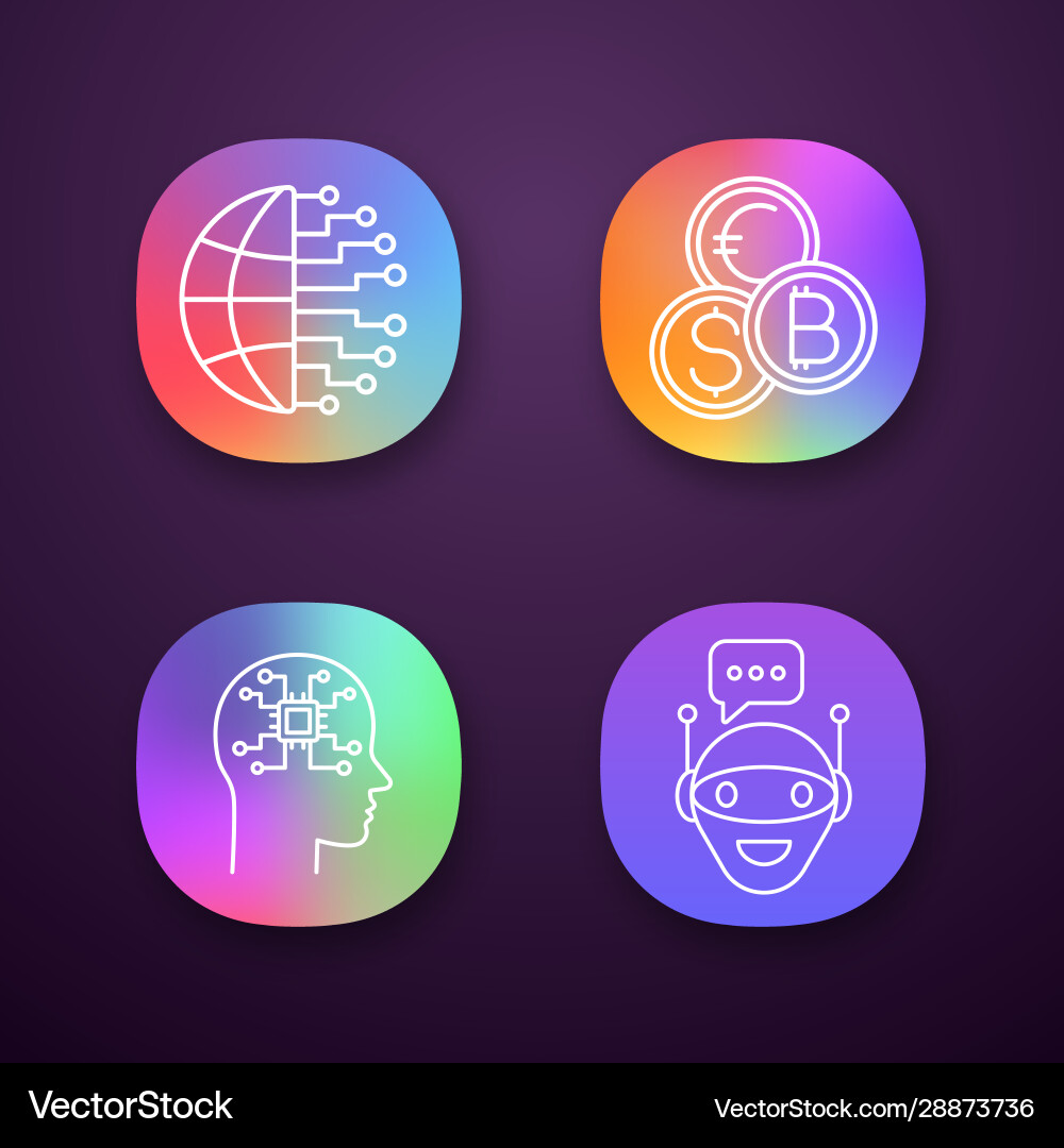 Artificial intelligence app icons set Artificial intelligence app icons set vector image