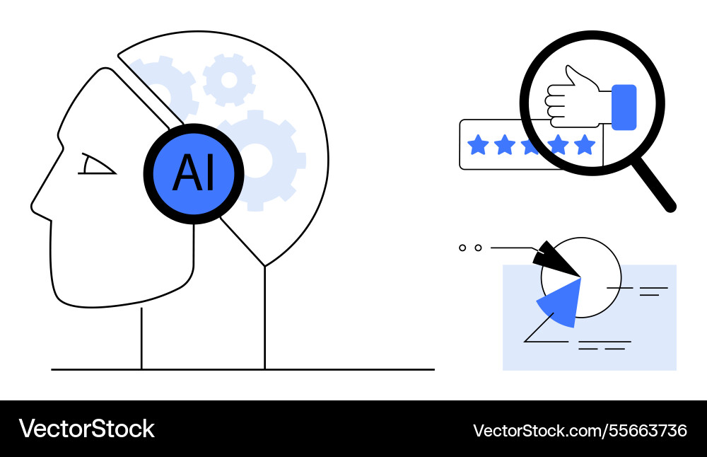 Artificial intelligence evaluating data with user Artificial intelligence evaluating data with user Vector Image