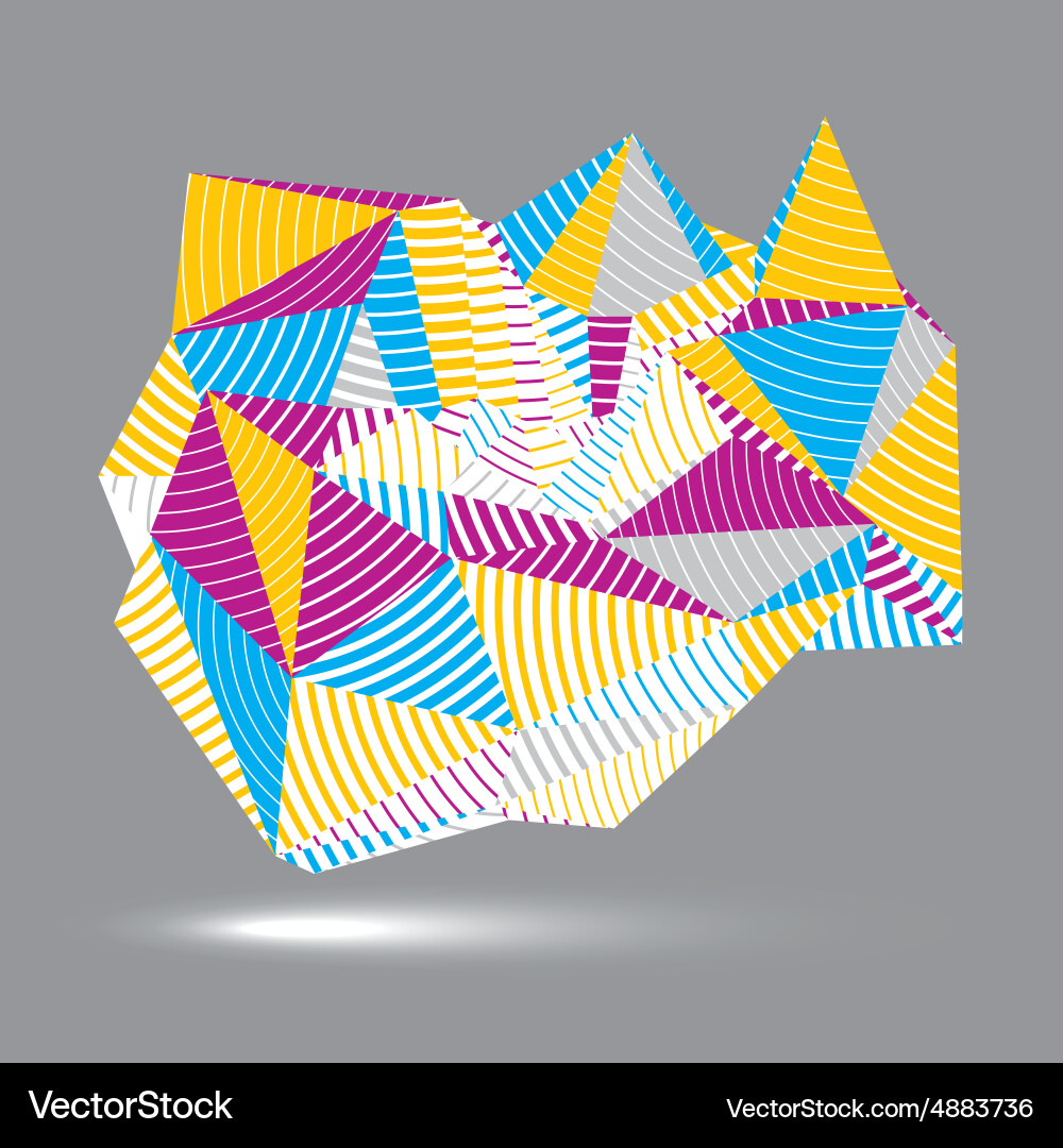 Asymmetric 3d abstract striped object colorful vector image