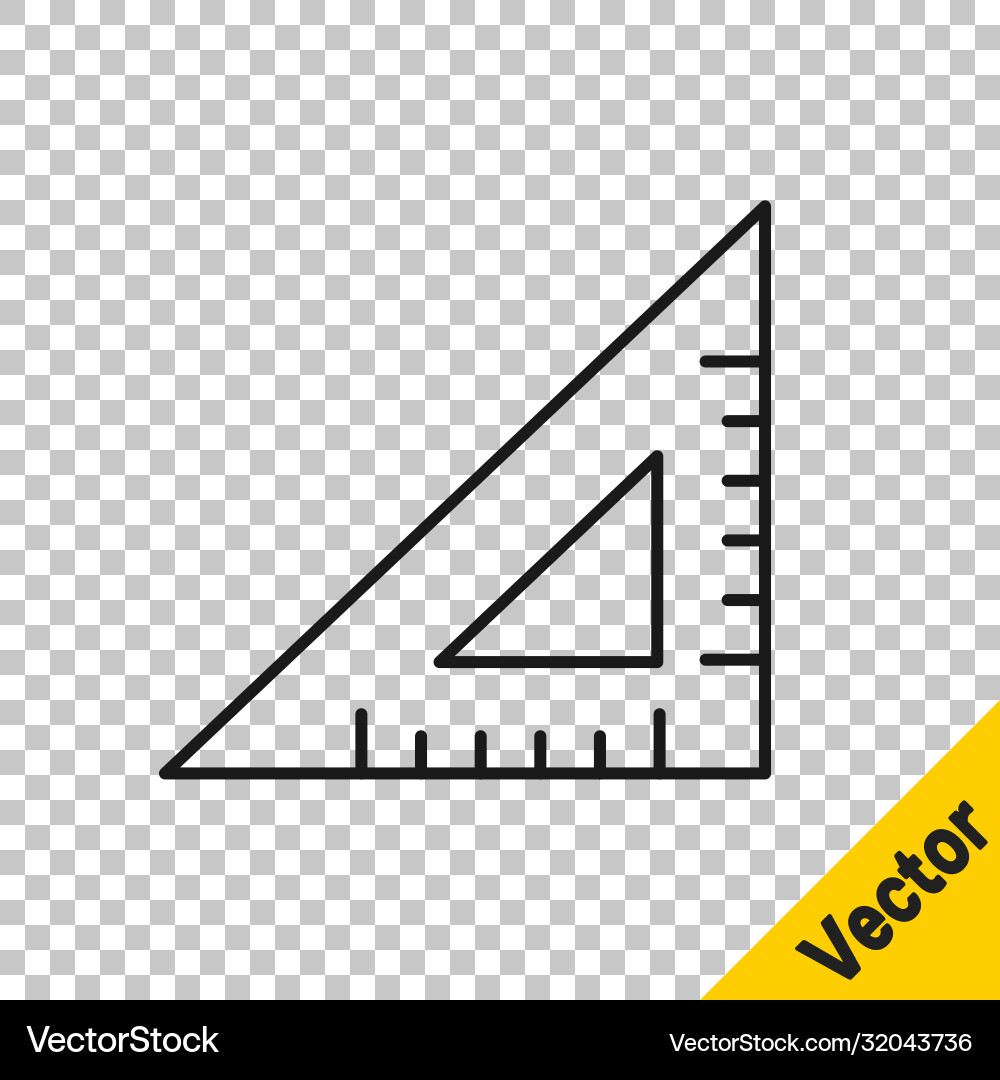 Black line triangular ruler icon isolated Black line triangular ruler icon isolated Vector Image