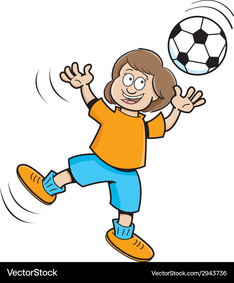 Cartoon Mädchen spielen Fußball vektorbild