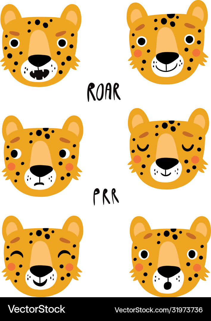 Cute leopard character set Vector Image