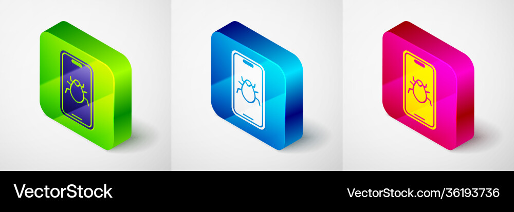 Isometric system bug on mobile icon isolated Isometric system bug on mobile icon isolated vector image