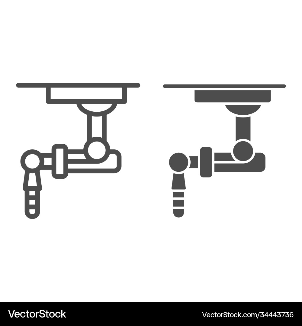Robotic machine line and solid icon robotization Robotic machine line and solid icon robotization vector image