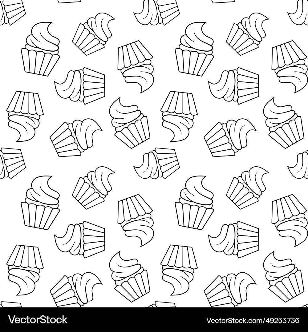 Seamless line monochrome pattern with muffin Seamless line monochrome pattern with muffin vector image