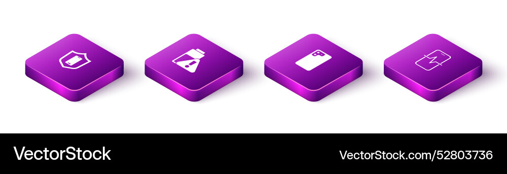 Set isometric mobile with shield smartphone Set isometric mobile with shield smartphone Vector Image