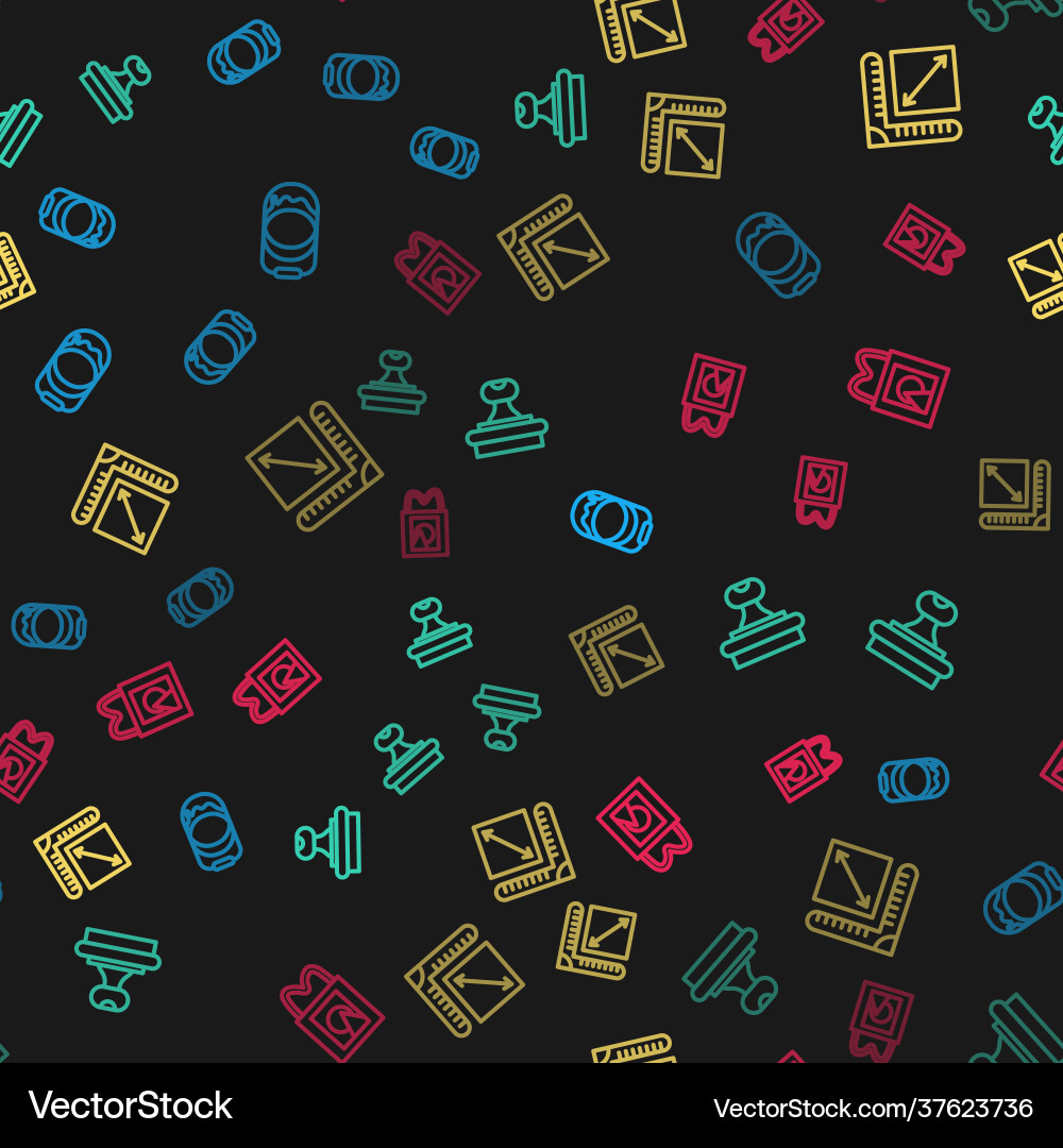 Set line paint bucket stamp paper size Vector Image