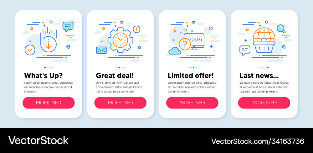 Set technology icons such as scroll down Set technology icons such as scroll down vector image