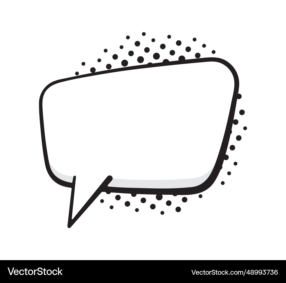 Speech bubble rectangular shape with dots rays vector image