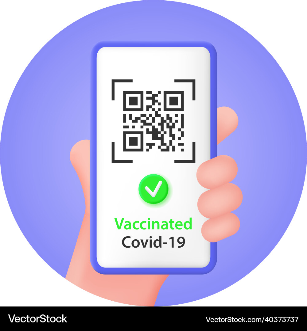 A hand holds smartphone with the qr code A hand holds smartphone with the qr code vector image