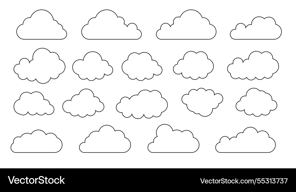 Clouds line art icon databases networking Vector Image