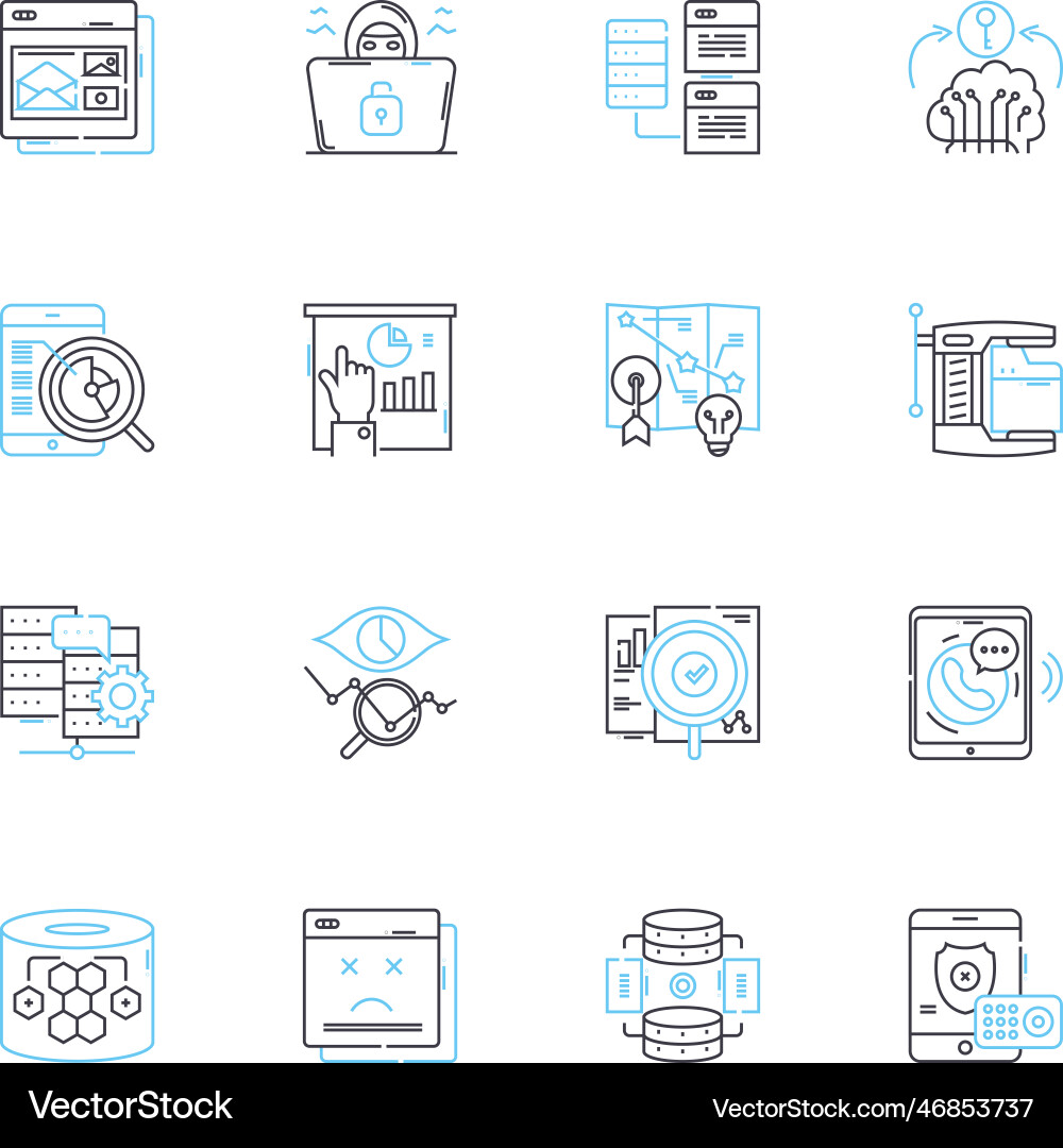 Comprehensive numbers linear icons set Comprehensive numbers linear icons set vector image