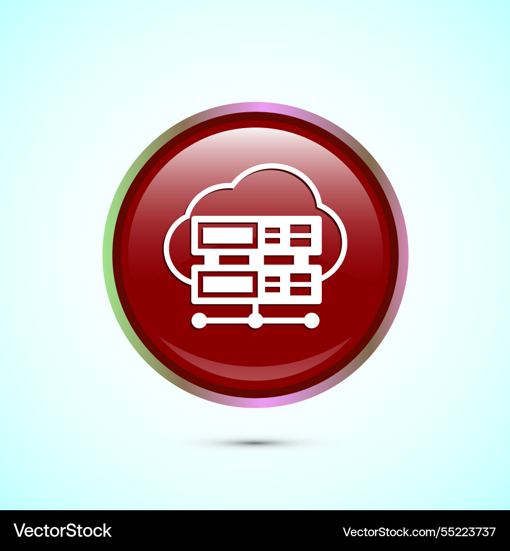 Data center icon design computer server red vector image