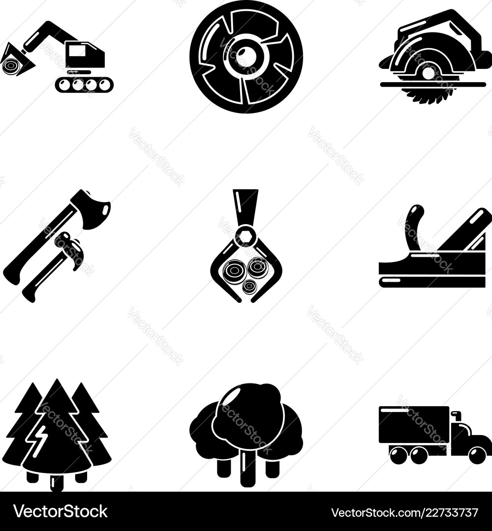 Deforestation icons set simple style Deforestation icons set simple style vector image
