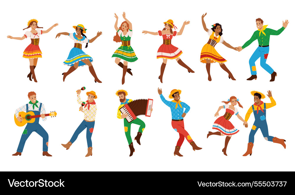 Festa junina participants people at harvest Festa junina participants people at harvest vector image
