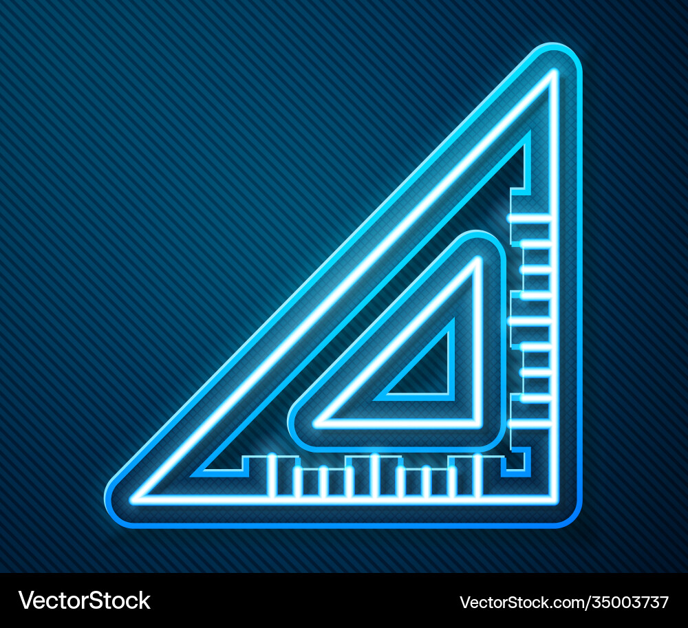Glowing neon line triangular ruler icon isolated Glowing neon line triangular ruler icon isolated vector image