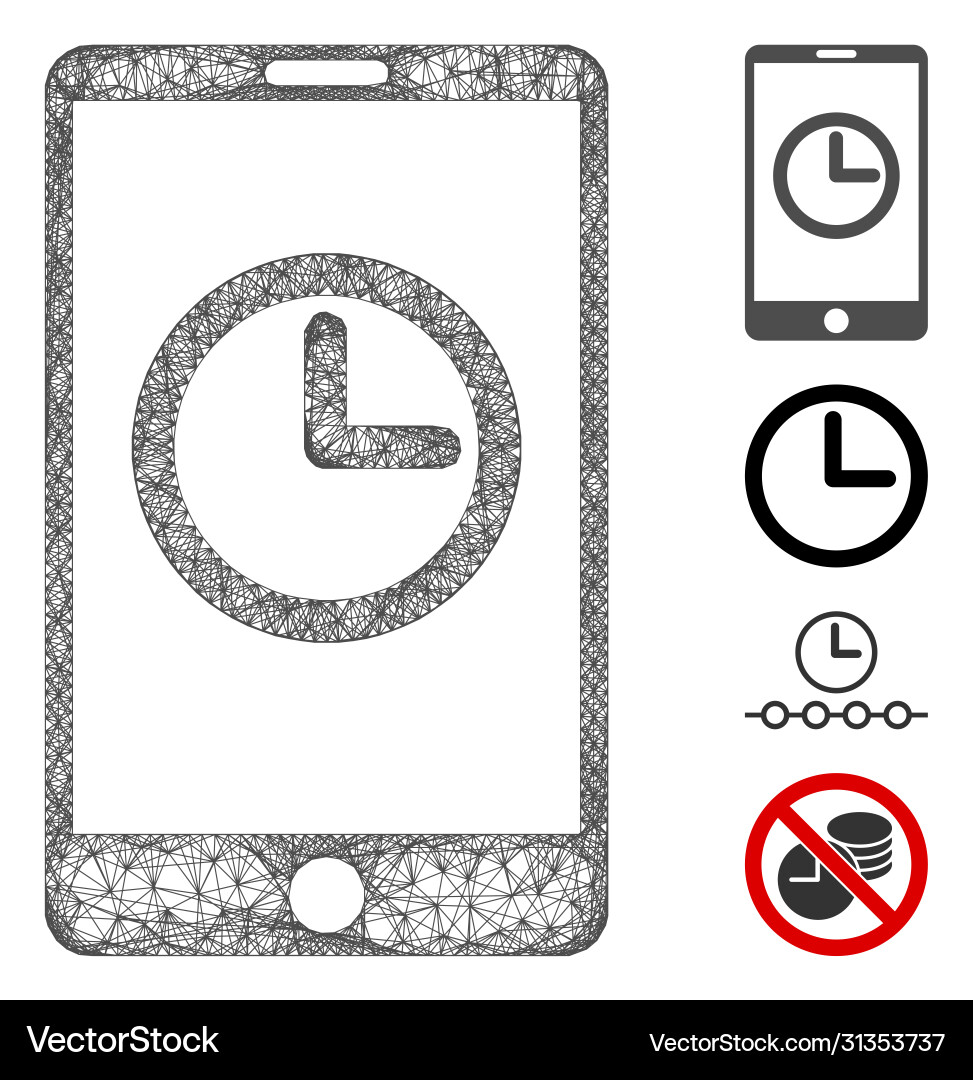 Mobile clock web mesh Mobile clock web mesh vector image
