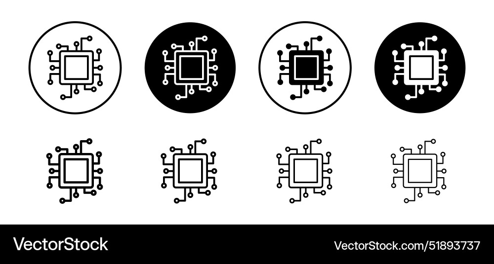 Processor icon set collection outline Processor icon set collection outline Vector Image