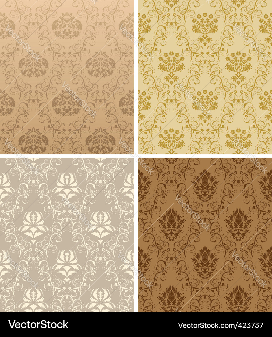 Seamless damask pattern set Vector Image