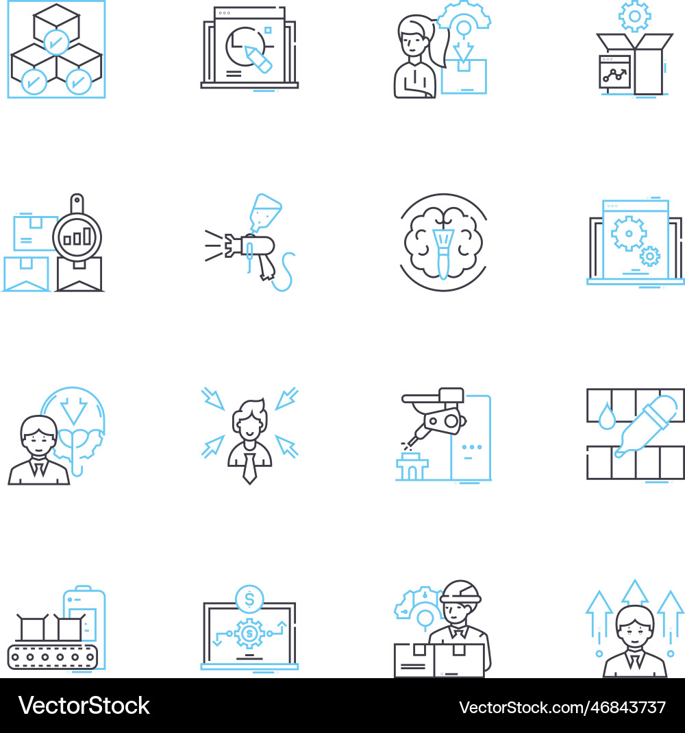 Time tracking linear icons set efficiency Time tracking linear icons set efficiency vector image