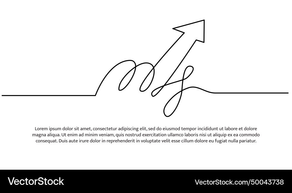 Continuous line design of arrow pointing up one Continuous line design of arrow pointing up one vector image