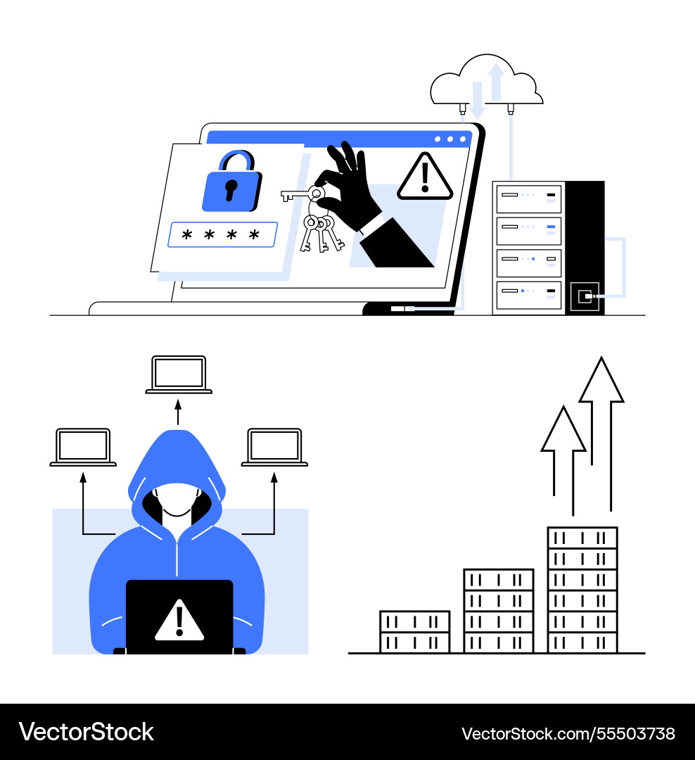 Cybersecurity threats and prevention hacking data Vector Image