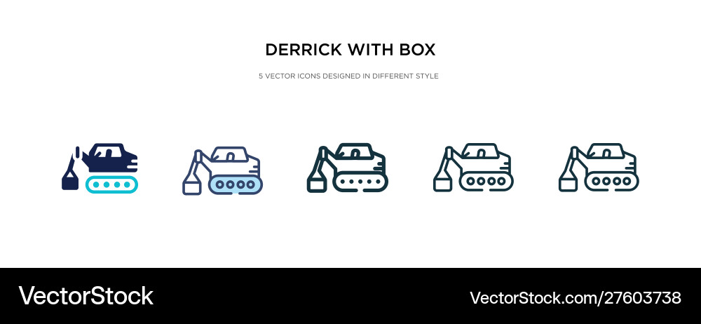 Derrick with box icon in different style two vector image
