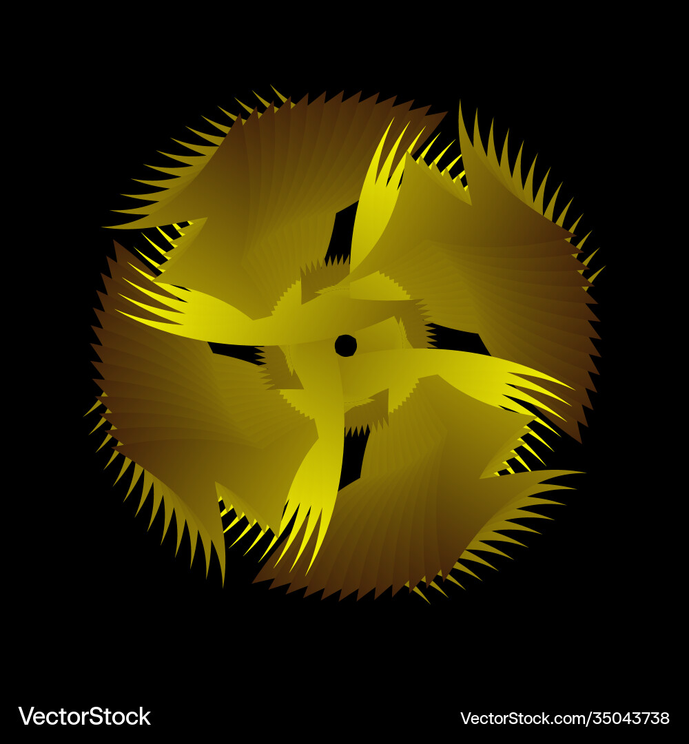 Fractal circular spiral transition in yellow color Vector Image
