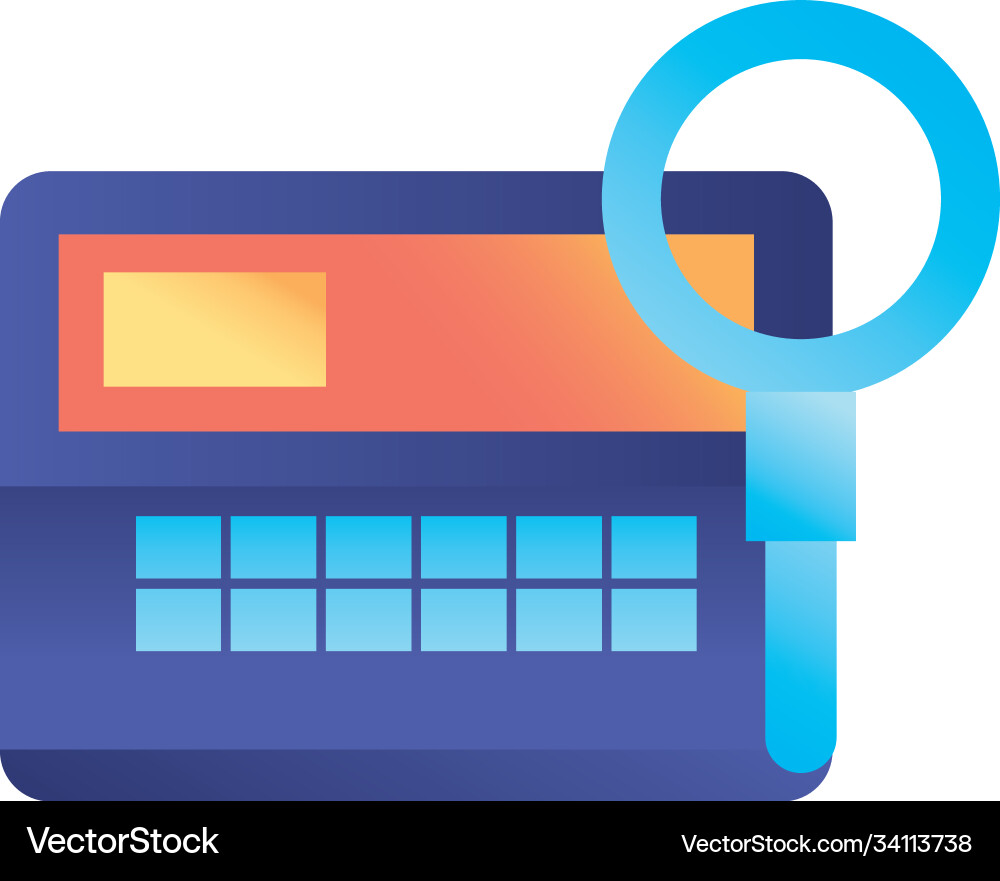 Lupe with credit card gradient style icon Lupe with credit card gradient style icon vector image