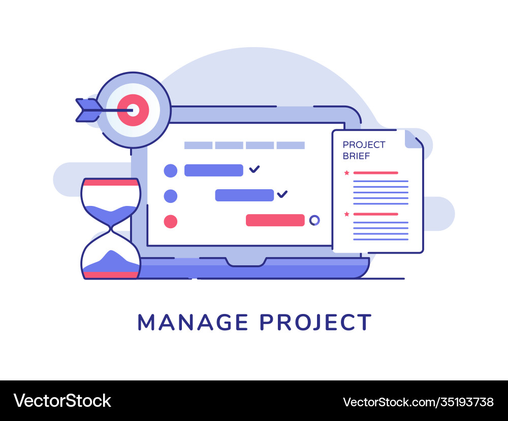 Manage project concept check list document Manage project concept check list document vector image
