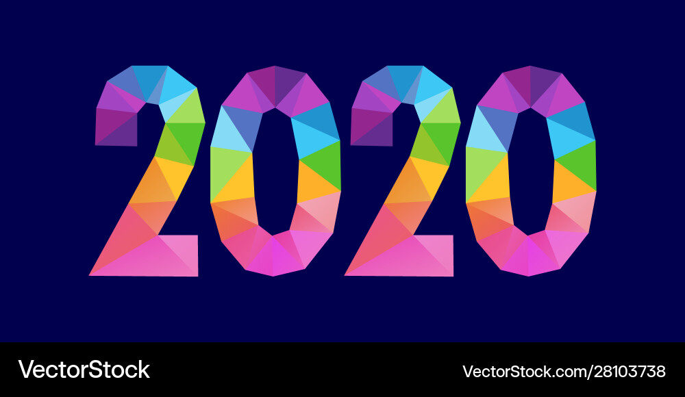 Numbers 2020 triangle shape polygonal design Numbers 2020 triangle shape polygonal design vector image