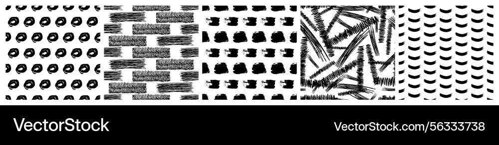 Set of seamless patterns with scribble smears vector image