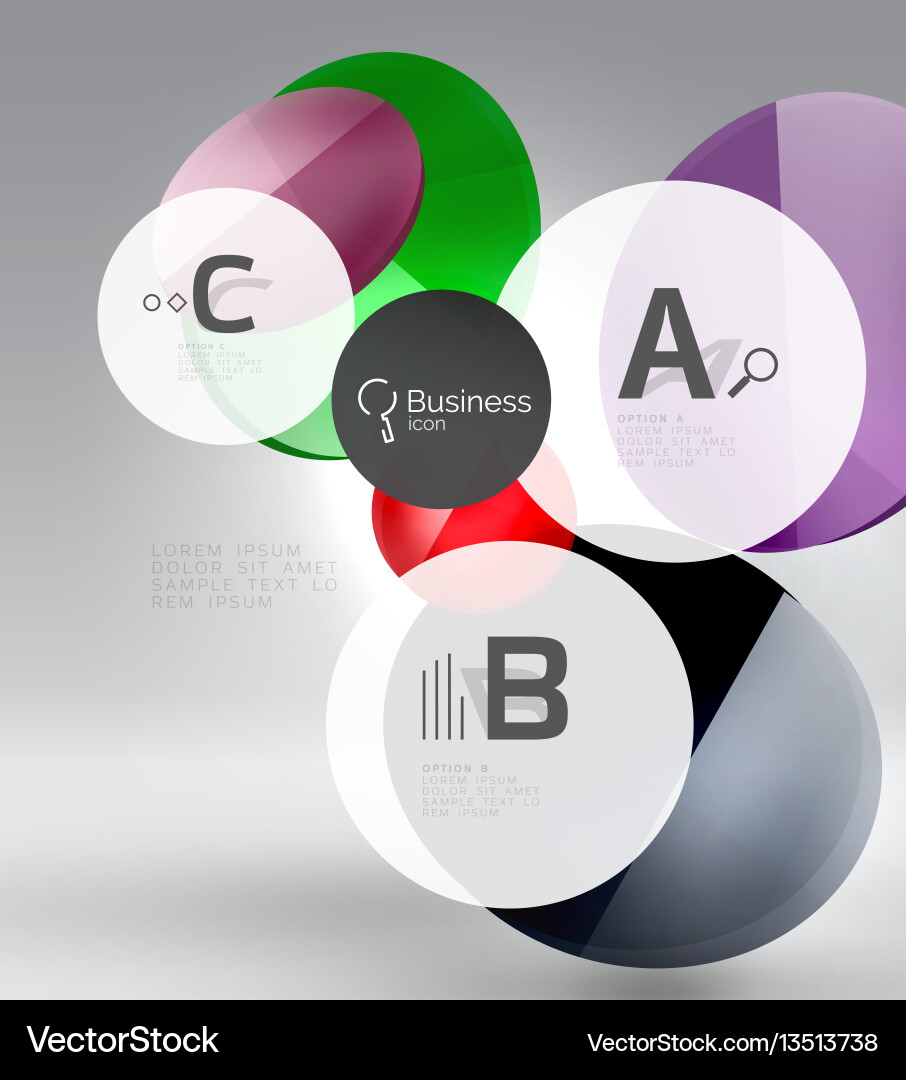 Shiny circles with text in 3d space Vector Image