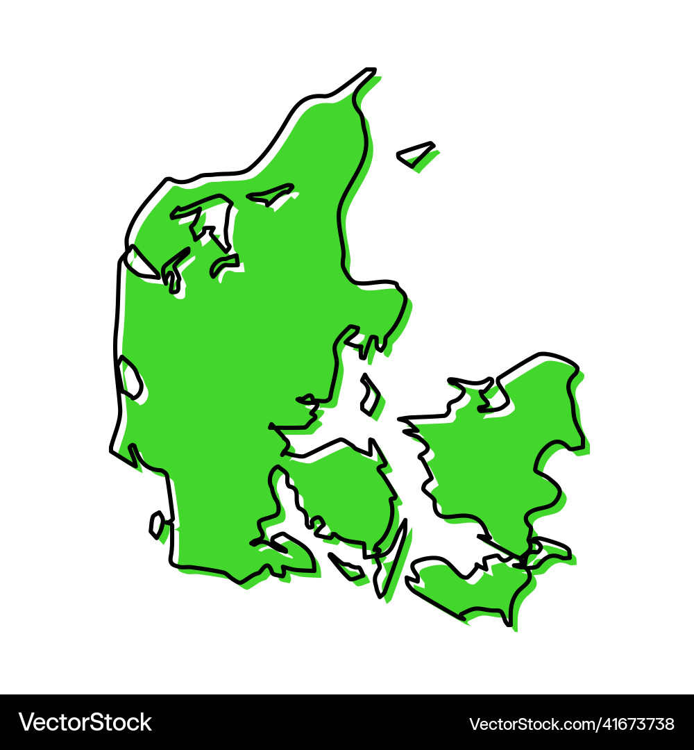 Simple outline map of denmark stylized line design Vector Image