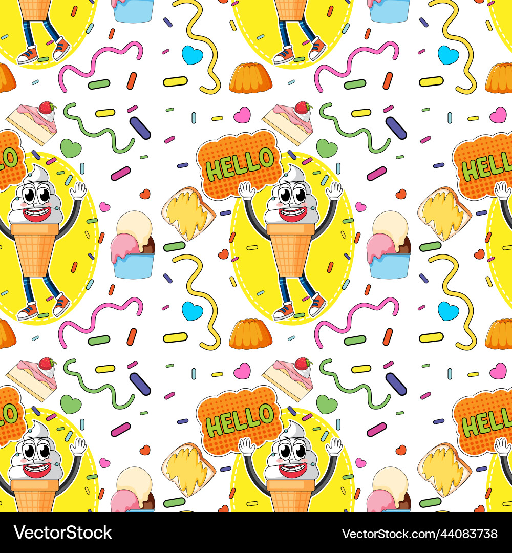 Sweet ice cream seamless pattern Sweet ice cream seamless pattern vector image