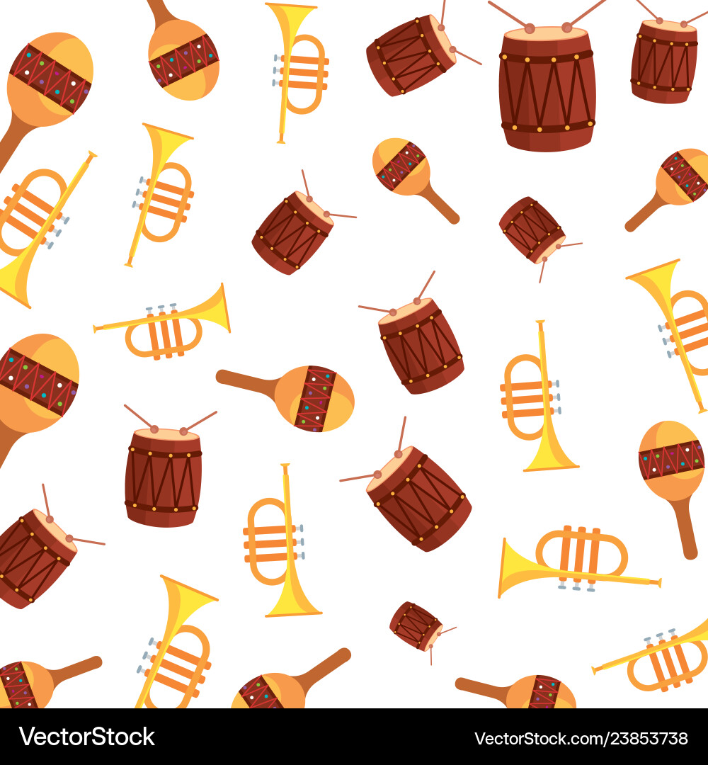 Tropical instruments pattern background Vector Image