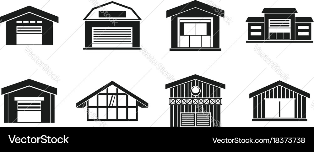 Warehouse icon set simple style Vector Image