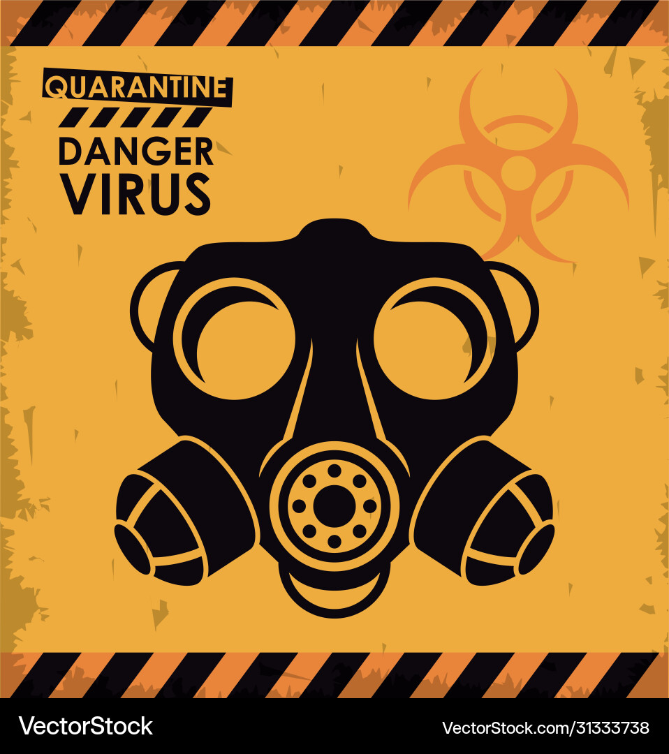 Warning danger virus poster with mask and biohazar Warning danger virus poster with mask and biohazar vector image