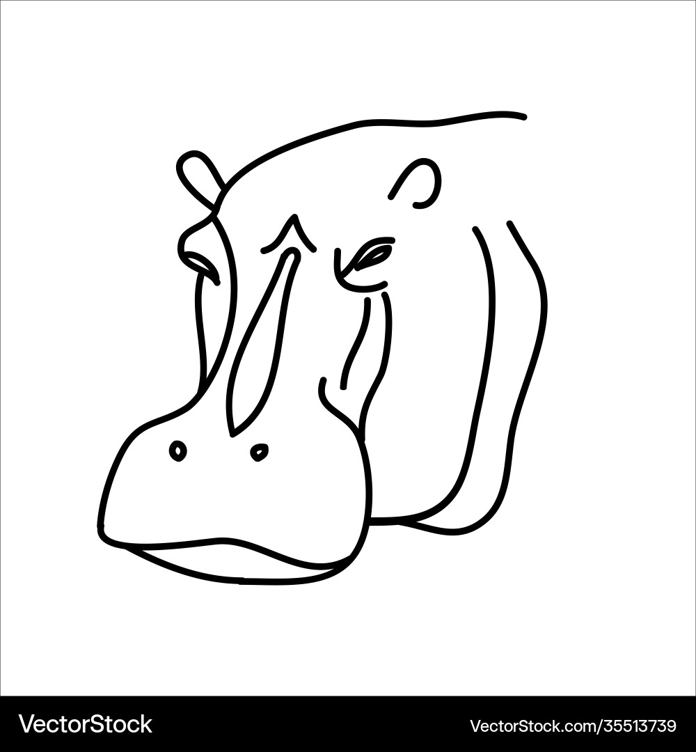 Animal hippo icon design clip art line Animal hippo icon design clip art line vector image