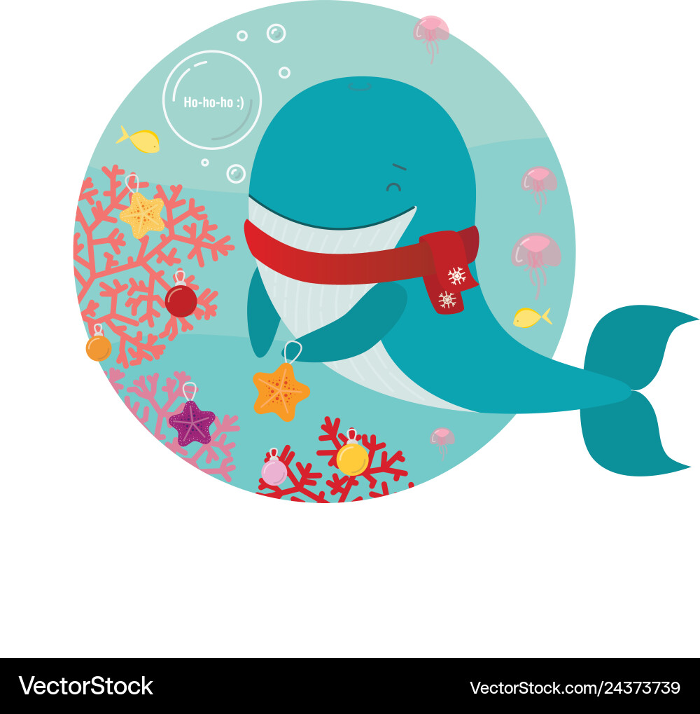 Blue whale xmas preparation vector image